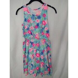 NWT Tommy Bahama Girl's L 10/12 Sleeveless Cotton Summer Dress Pink Blue floral